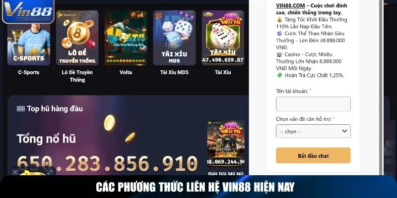 Các phương thức liên hệ Vin88 hiện nay